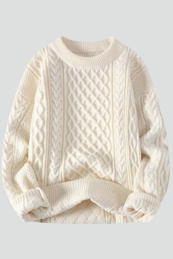 Séraphine | Pull en Maille Torsadée pour Femme – Col Rond