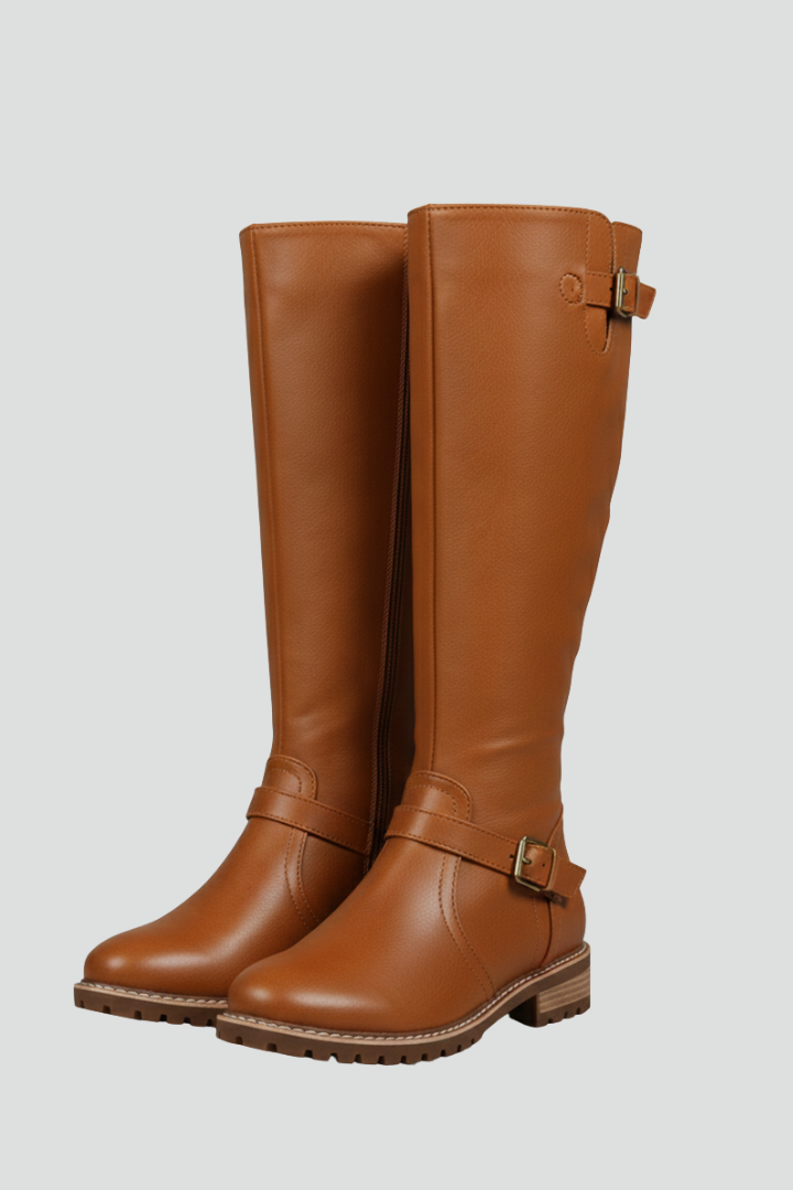 Ghislaine | Bottes pour femme jusqu’aux genoux – Détail à boucle, bout rond