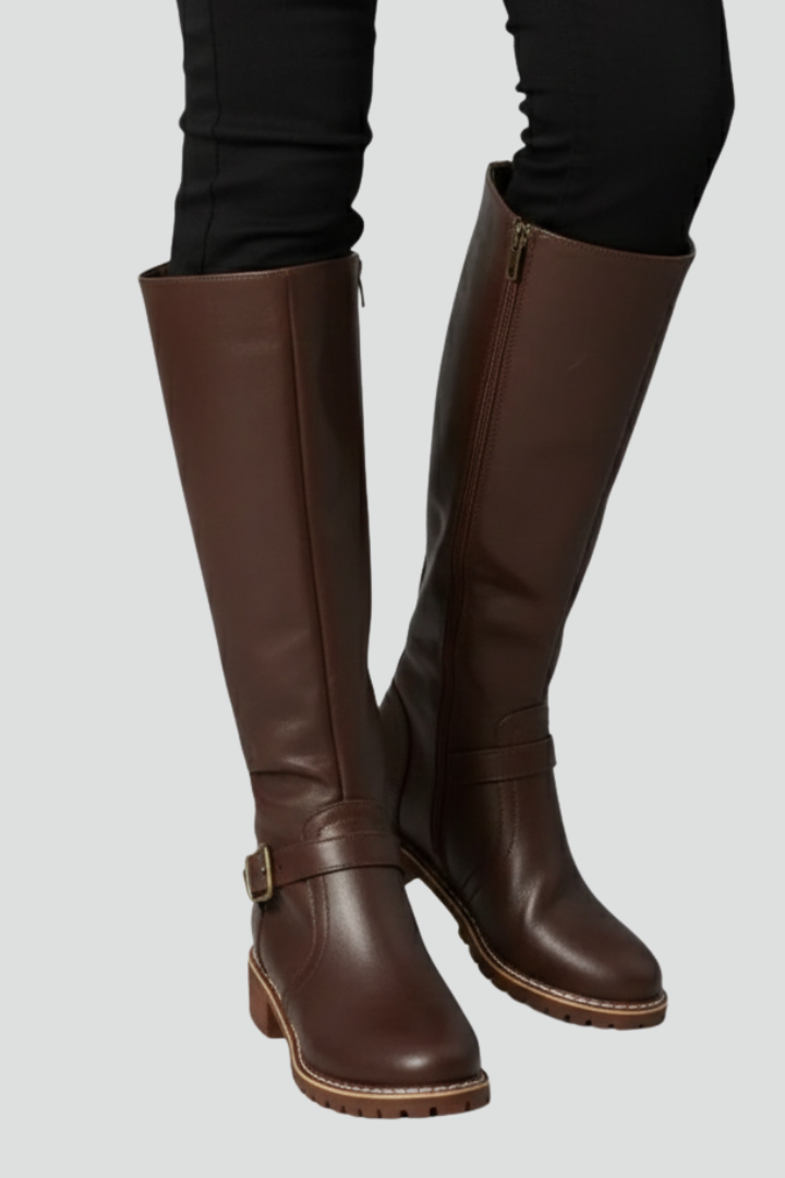 Ghislaine | Bottes pour femme jusqu’aux genoux – Détail à boucle, bout rond