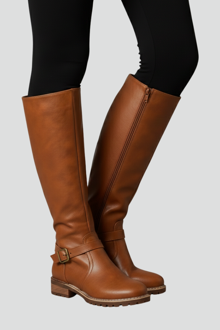Ghislaine | Bottes pour femme jusqu’aux genoux – Détail à boucle, bout rond