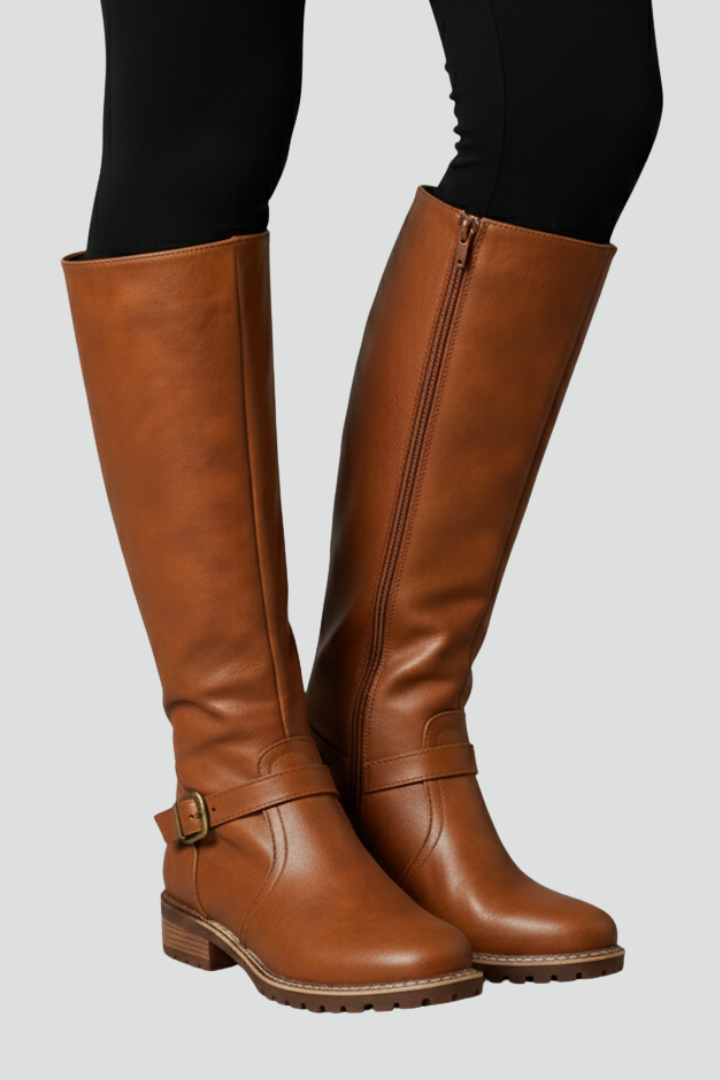 Ghislaine | Bottes pour femme jusqu’aux genoux – Détail à boucle, bout rond