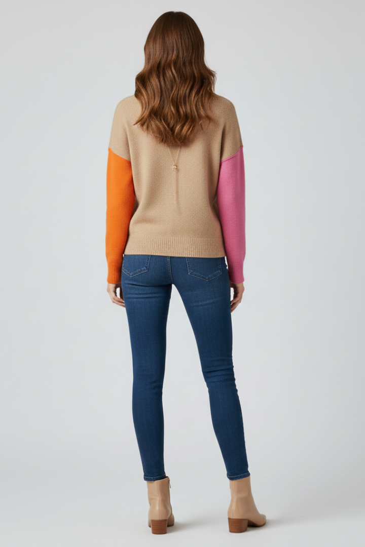 Ginevra | Pull en maille pour femme – Col montant, manches longues, poignets côtelés