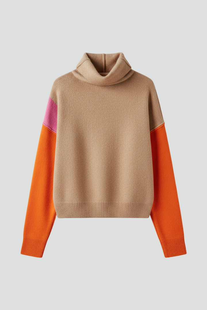 Ginevra | Pull en maille pour femme – Col montant, manches longues, poignets côtelés