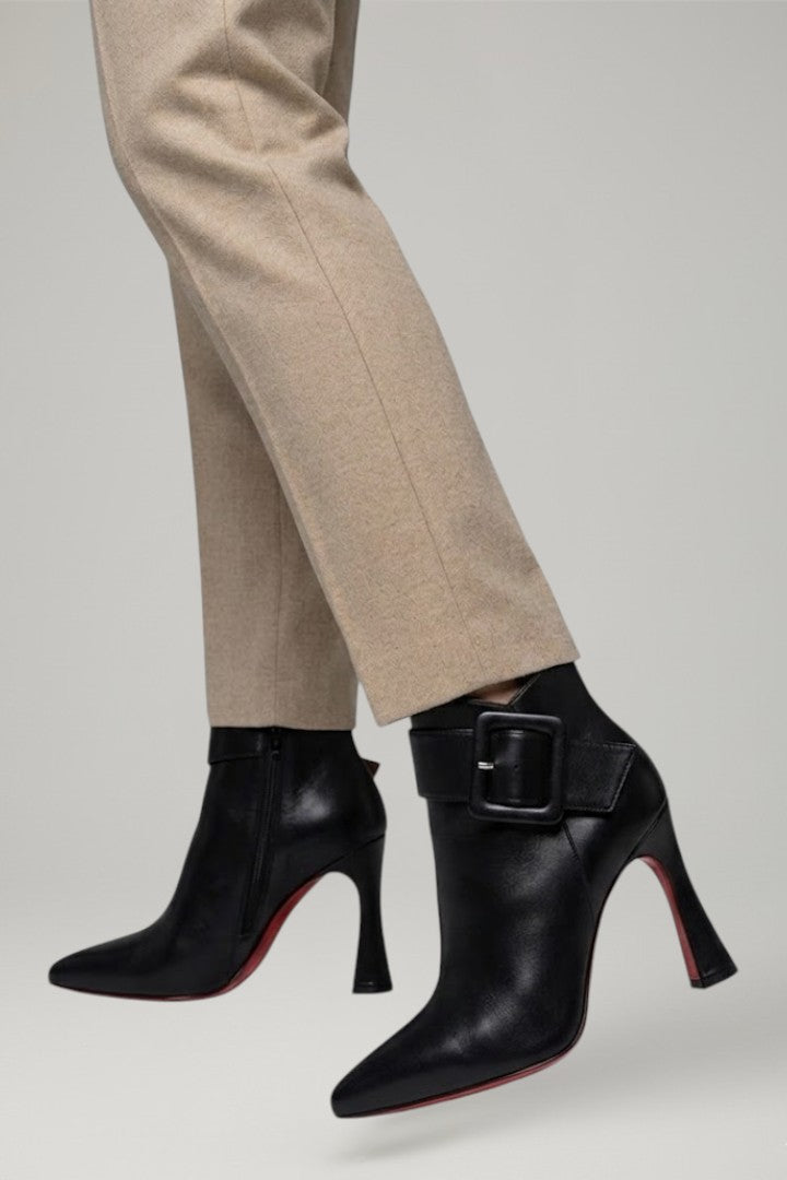 Aderyn | Bottines en cuir pour femme avec boucle et fermeture éclair latérale
