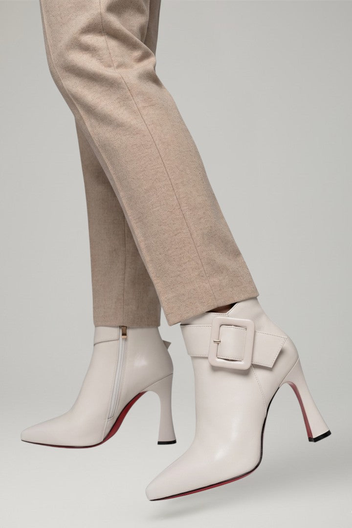 Aderyn | Bottines en cuir pour femme avec boucle et fermeture éclair latérale