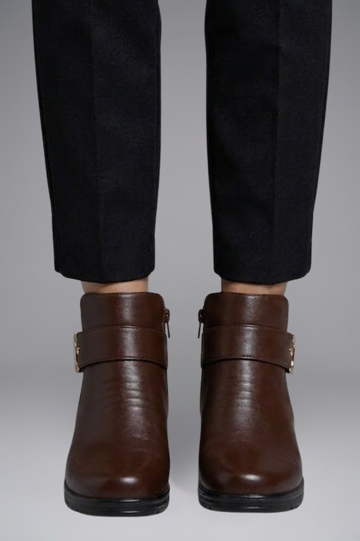 Elvaria | Bottines orthopédiques en cuir pour femme – Semelle de soutien et tige structurée