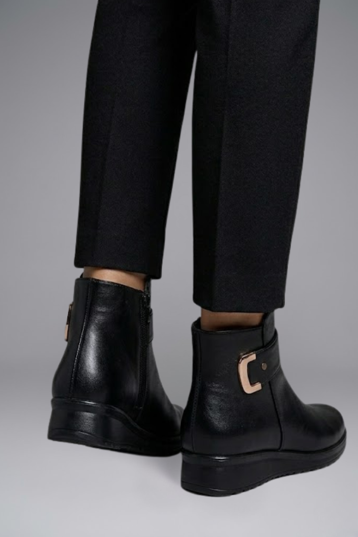Elvaria | Bottines orthopédiques en cuir pour femme – Semelle de soutien et tige structurée