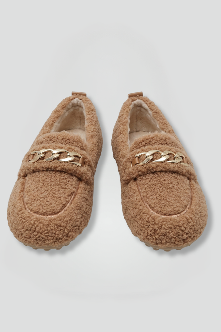 Nereline | Mocassins en cuir pour femmes – Chaussures à enfiler doublées en polaire