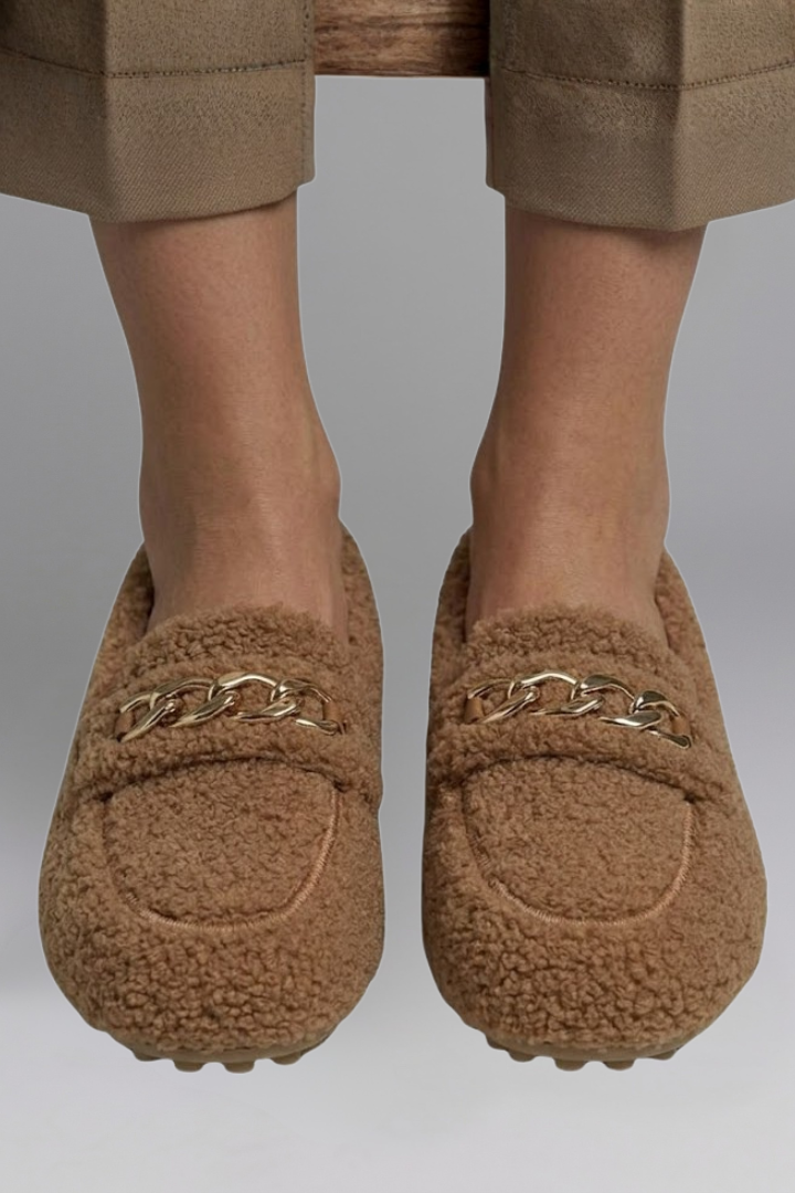 Nereline | Mocassins en cuir pour femmes – Chaussures à enfiler doublées en polaire