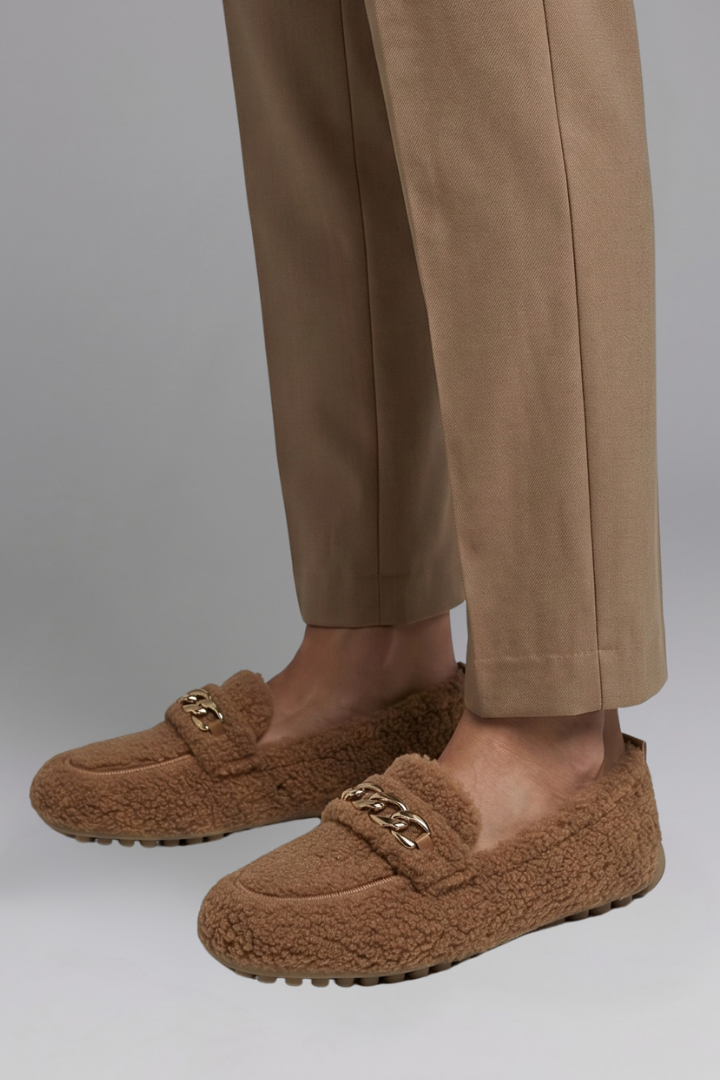 Nereline | Mocassins en cuir pour femmes – Chaussures à enfiler doublées en polaire