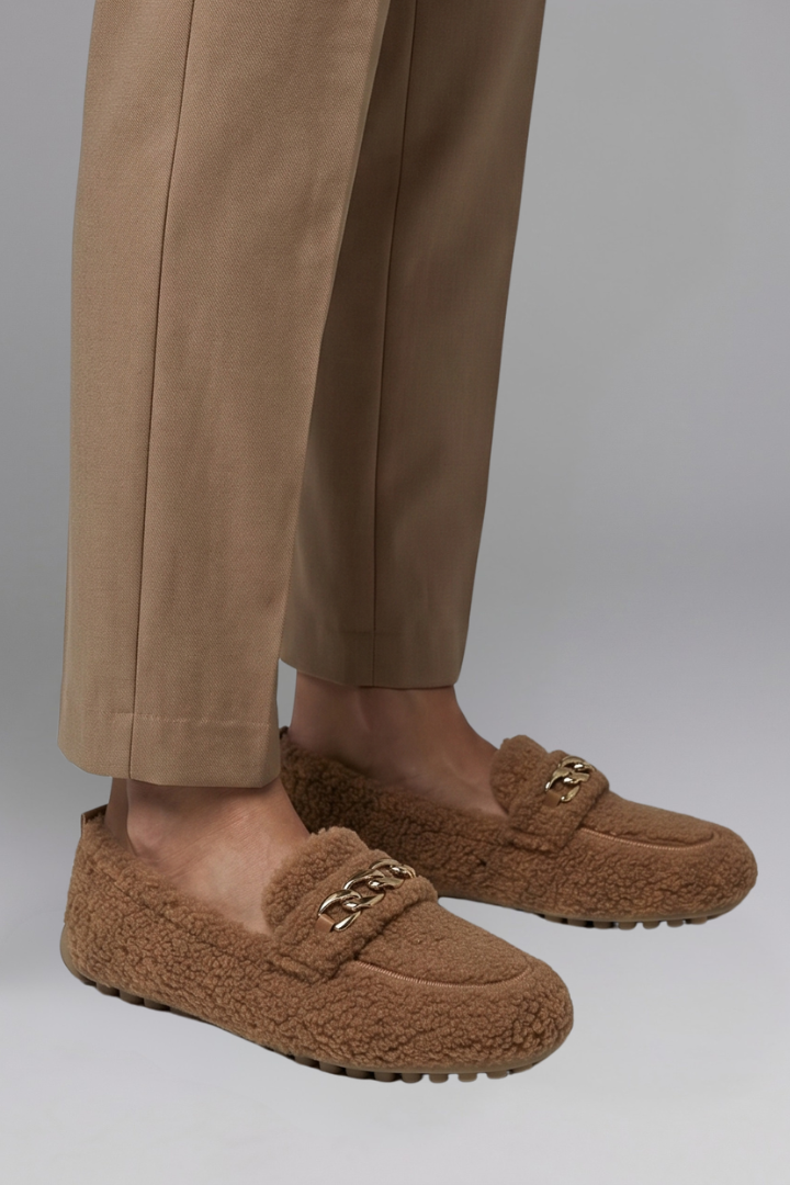 Nereline | Mocassins en cuir pour femmes – Chaussures à enfiler doublées en polaire