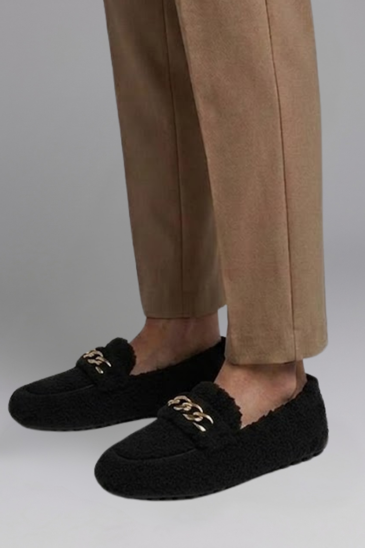 Nereline | Mocassins en cuir pour femmes – Chaussures à enfiler doublées en polaire