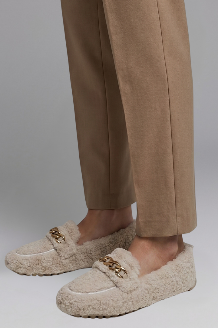 Nereline | Mocassins en cuir pour femmes – Chaussures à enfiler doublées en polaire