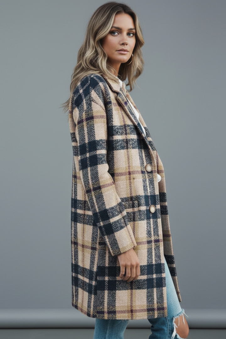 Valora | Long manteau pour femme – Fermeture boutonnée, col à revers