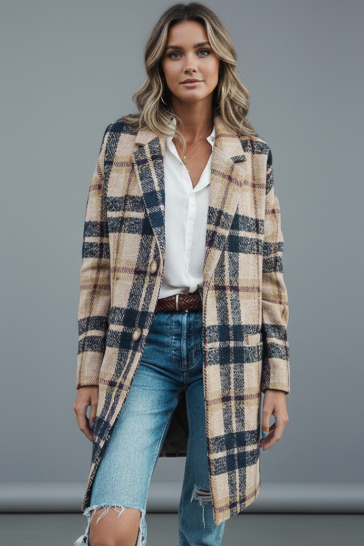 Valora | Long manteau pour femme – Fermeture boutonnée, col à revers