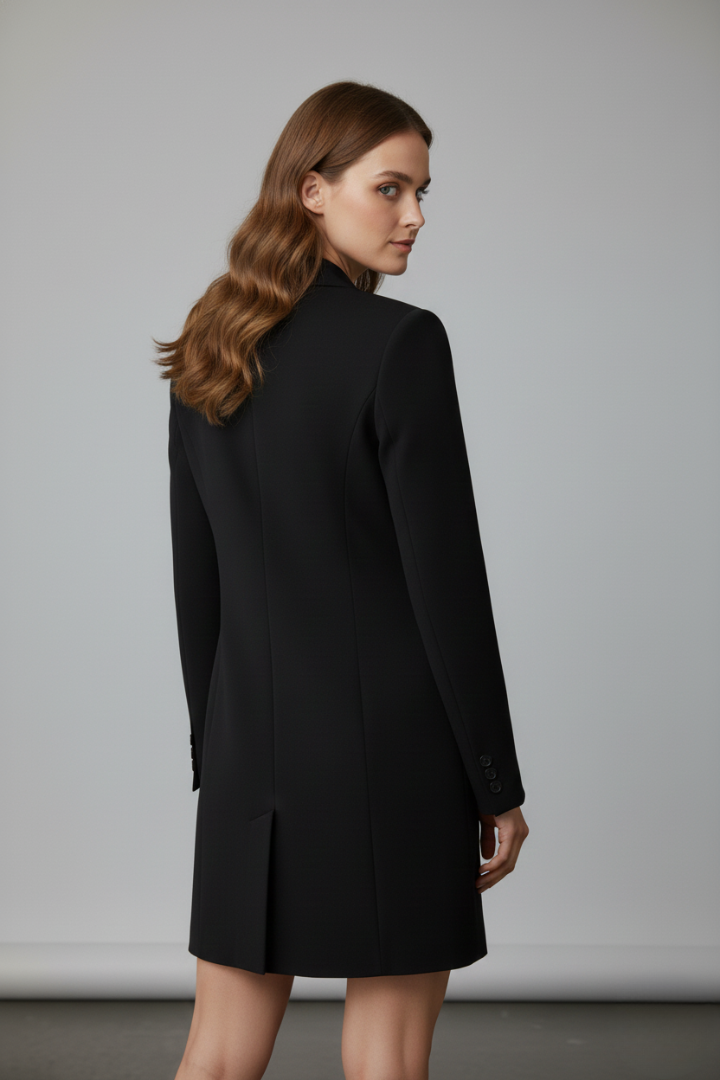 Zorielle | Blazer long pour femme à revers cranté et fermeture à boutons sur le devant