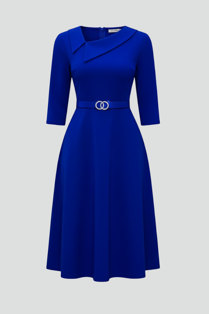 Wynora | Robe mi-longue pour femme à encolure asymétrique