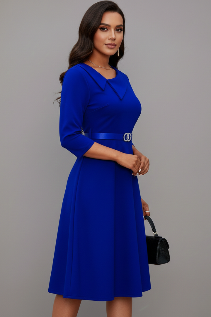Wynora | Robe mi-longue pour femme à encolure asymétrique