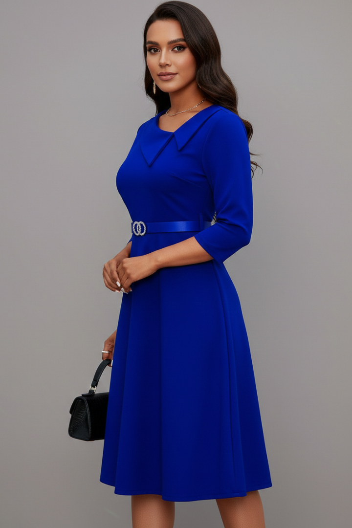 Wynora | Robe mi-longue pour femme à encolure asymétrique