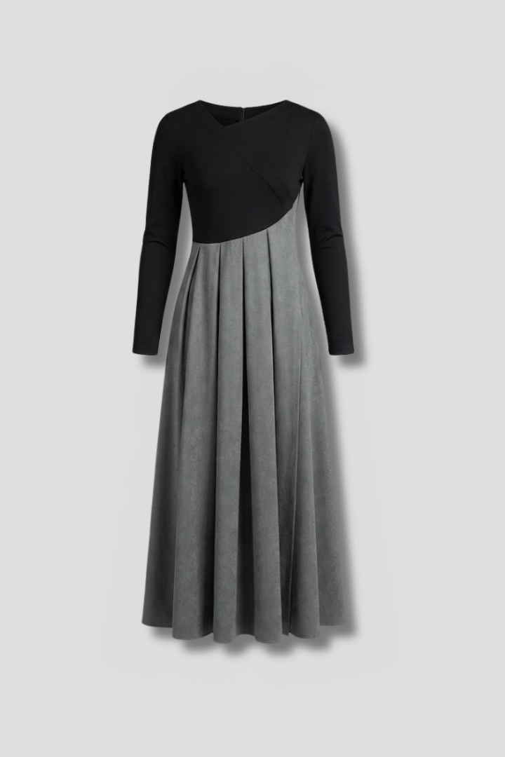 Demelza | Robe midi à blocs de couleur pour femme – manches longues