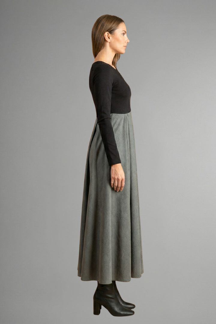 Demelza | Robe midi à blocs de couleur pour femme – manches longues
