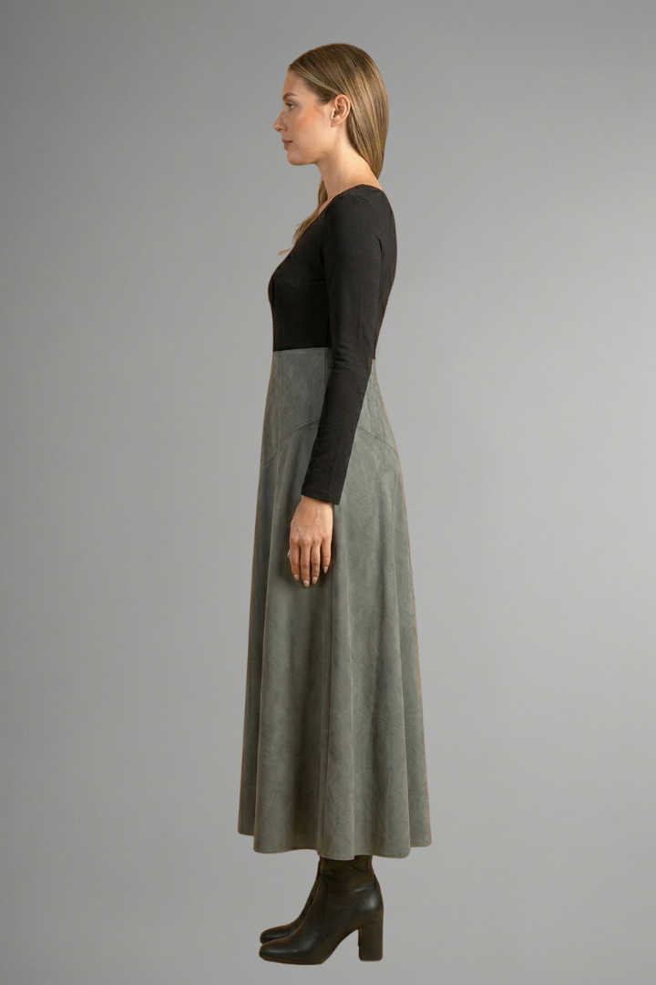 Demelza | Robe midi à blocs de couleur pour femme – manches longues