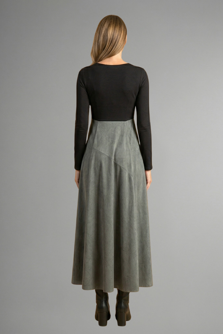 Demelza | Robe midi à blocs de couleur pour femme – manches longues