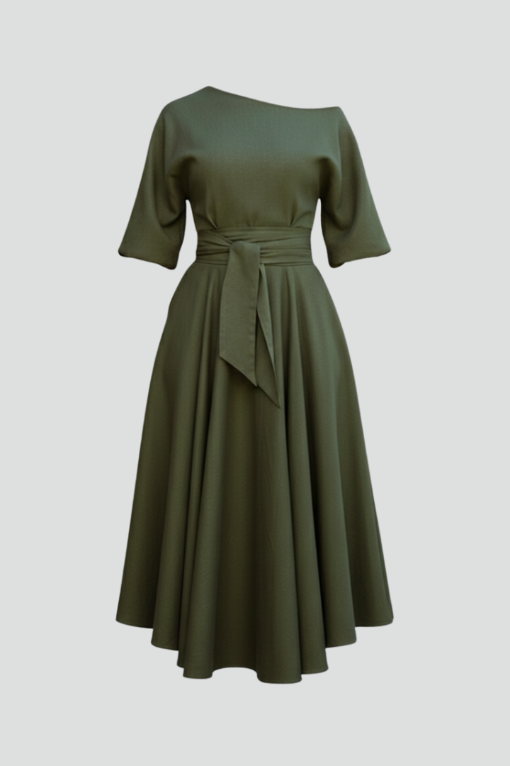 Greylinn | Robe mi-longue à épaules dénudées pour femme, à manches lanterne