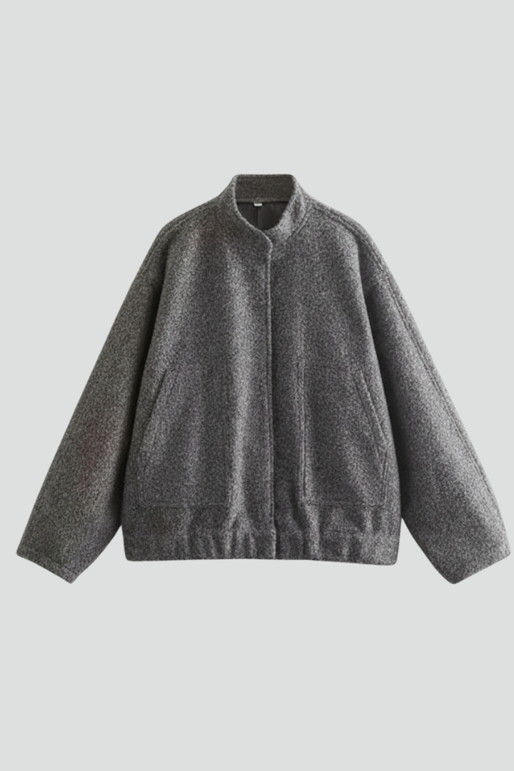 Vania | Veste oversize pour femme – Col côtelé, fermeture zippée