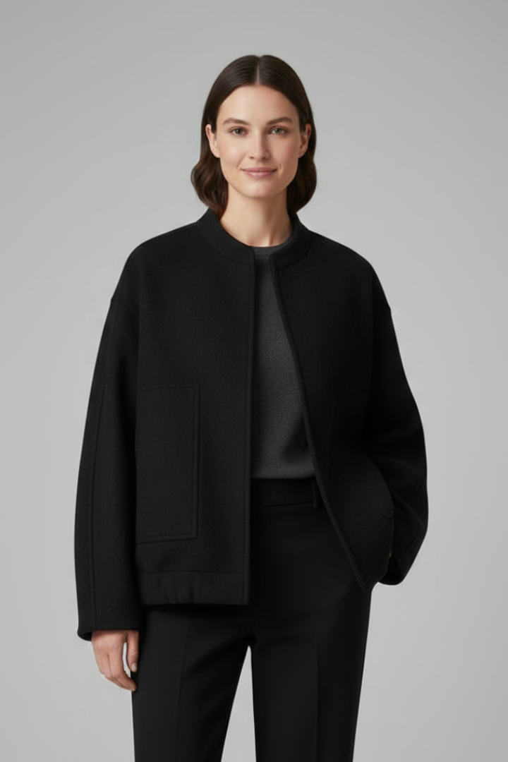 Vania | Veste oversize pour femme – Col côtelé, fermeture zippée