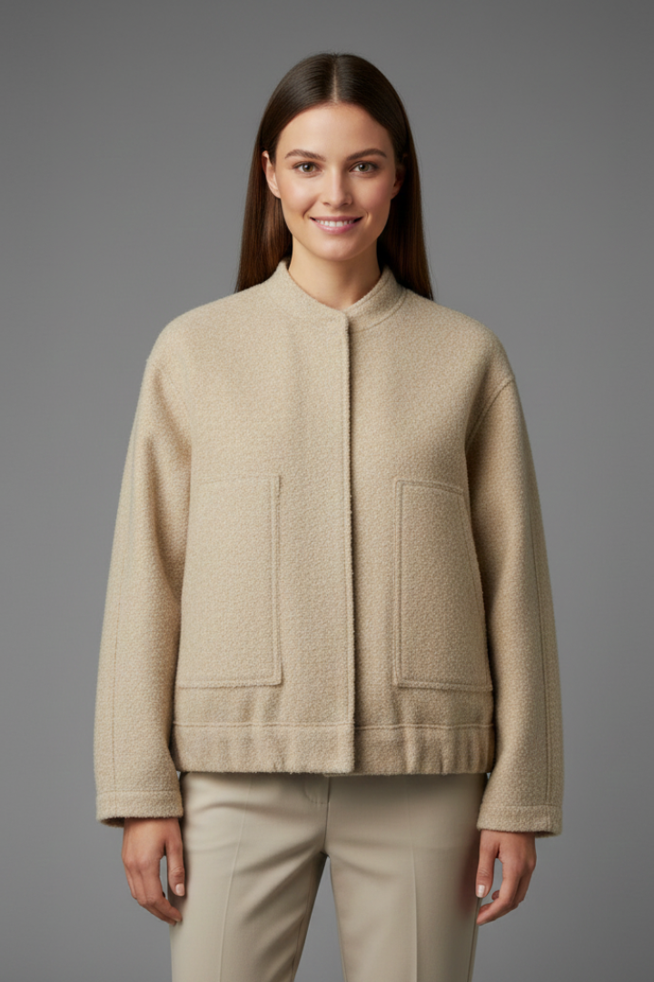 Vania | Veste oversize pour femme – Col côtelé, fermeture zippée