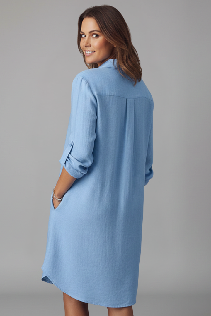 Lainey | Robe Chemise à Manches Longues pour Femme – Mini Robe Décontractée à Col Chemise
