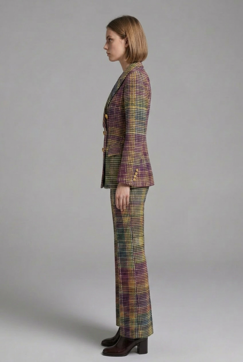 Dione | Ensemble tailleur deux pièces pour femme – Blazer à double boutonnage, pantalon à jambes larges