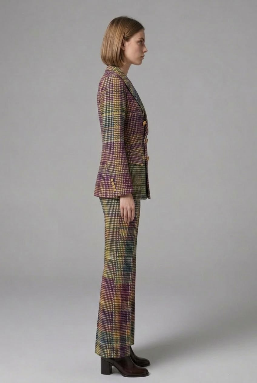 Dione | Ensemble tailleur deux pièces pour femme – Blazer à double boutonnage, pantalon à jambes larges