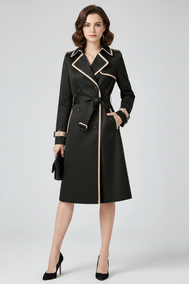 Harlisse | Trench-coat pour femme avec ceinture, tissu texturé