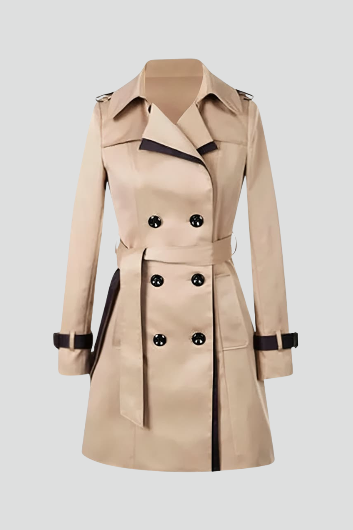 Harlisse | Trench-coat pour femme avec ceinture, tissu texturé
