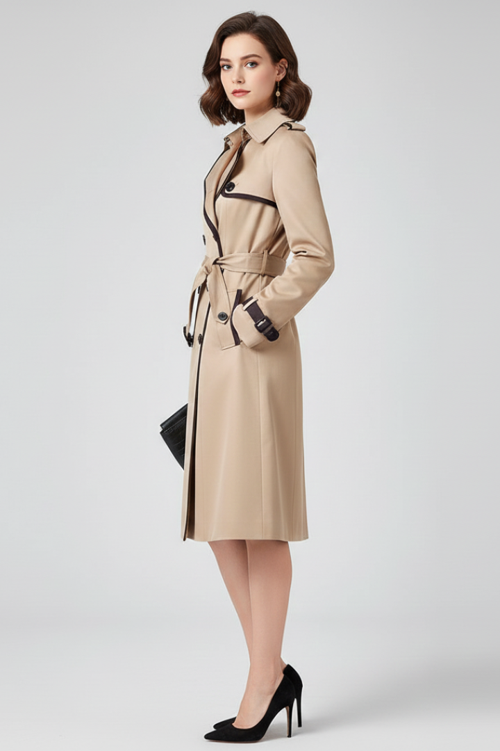 Harlisse | Trench-coat pour femme avec ceinture, tissu texturé