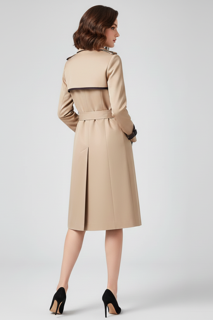 Harlisse | Trench-coat pour femme avec ceinture, tissu texturé