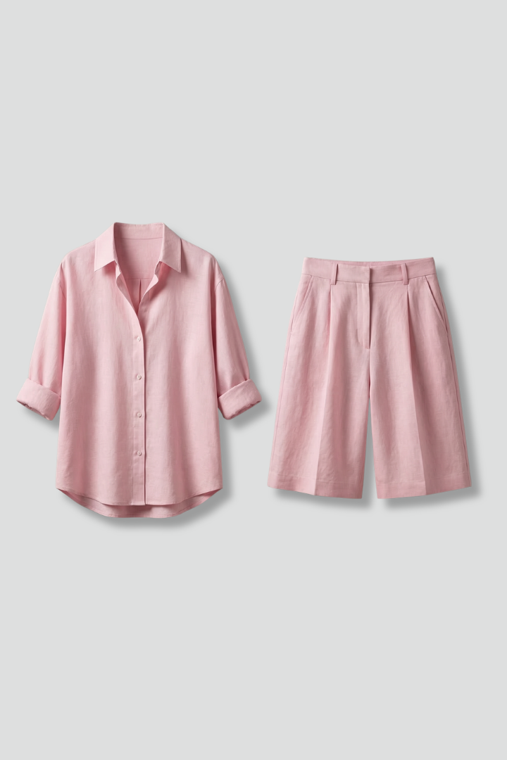 Keturah | Ensemble deux pièces pour femme comprenant une chemise boutonnée et un short à jambes larges