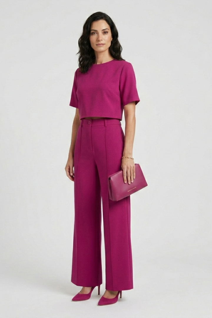 Bellara | Ensemble deux pièces pour femme – Haut à col rond et pantalon ample et décontracté