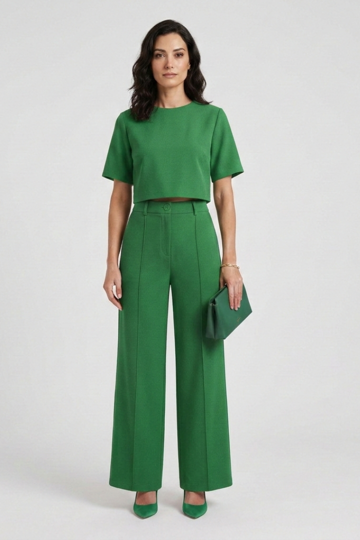 Bellara | Ensemble deux pièces pour femme – Haut à col rond et pantalon ample et décontracté