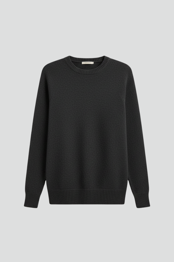 Elaria | Pull en maille pour femme – Col rond, manches longues, poignets et ourlet côtelés
