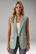 Della | Gilet Blazer Ajusté Femme – Veste Sans Manches Boutonnée avec Col Cranté