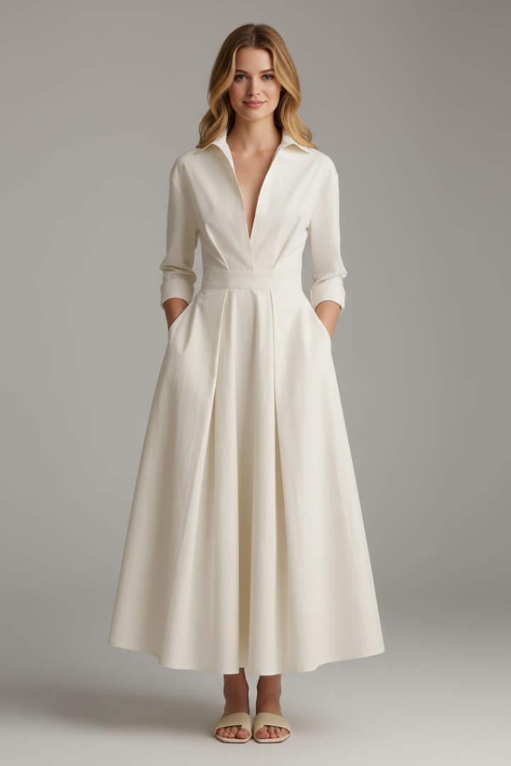 Waverley | Robe midi décontractée pour femme - Robe chemise à boutons sur le devant