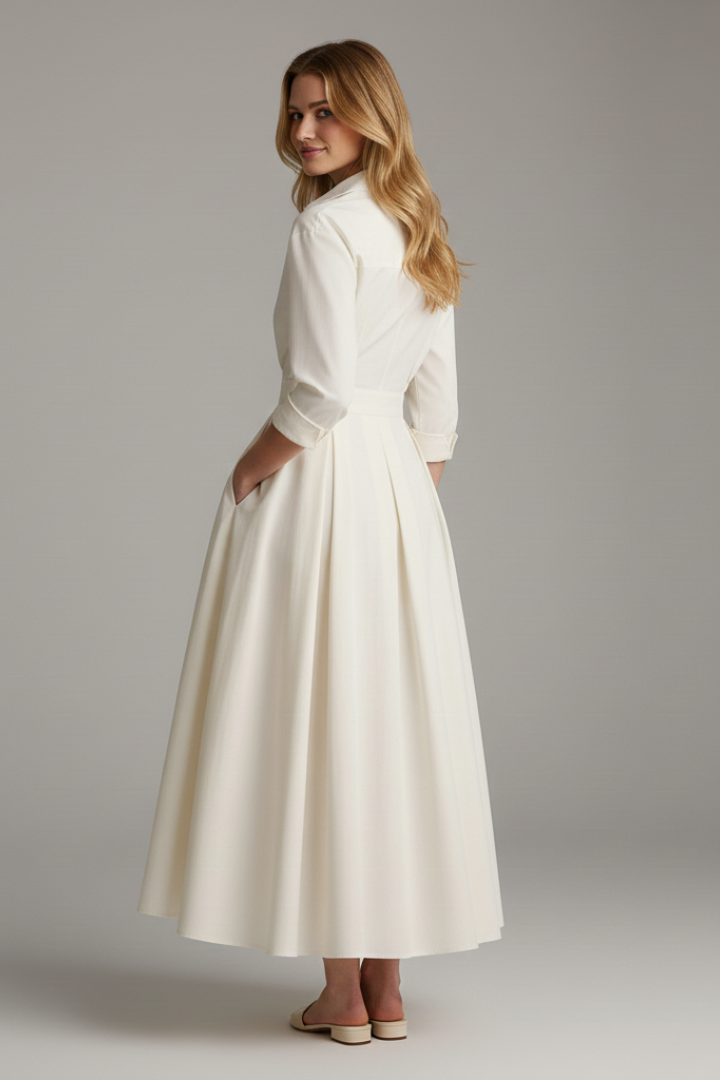 Waverley | Robe midi décontractée pour femme - Robe chemise à boutons sur le devant
