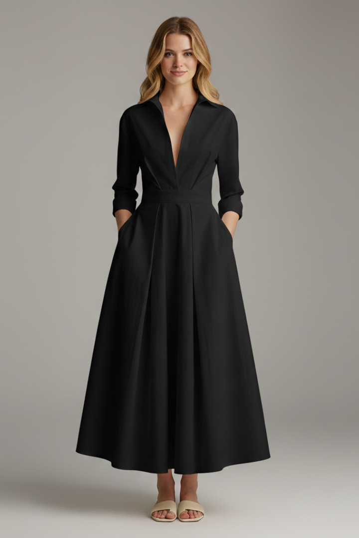 Waverley | Robe midi décontractée pour femme - Robe chemise à boutons sur le devant