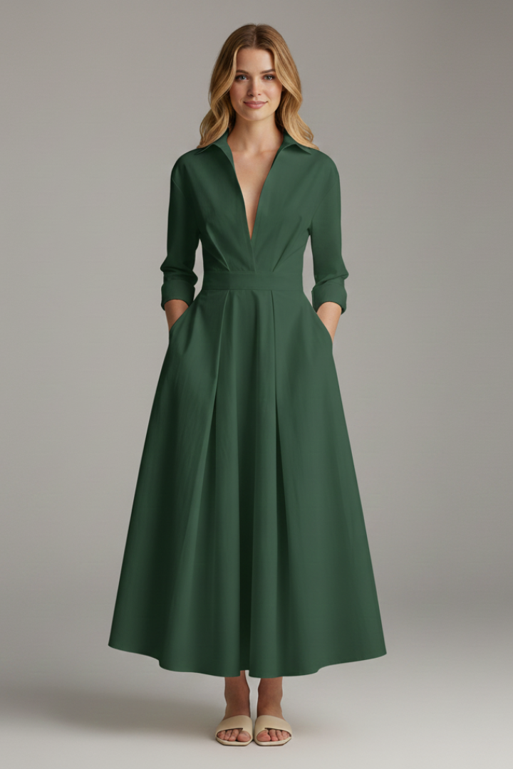 Waverley | Robe midi décontractée pour femme - Robe chemise à boutons sur le devant