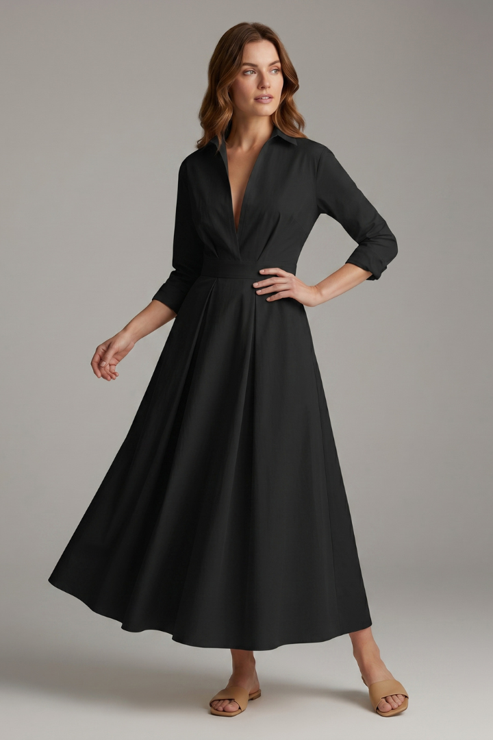 Waverley | Robe midi décontractée pour femme - Robe chemise à boutons sur le devant