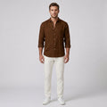 Blaise | Chemise unie à manches longues pour homme – Chemise boutonnée en mélange de coton doux