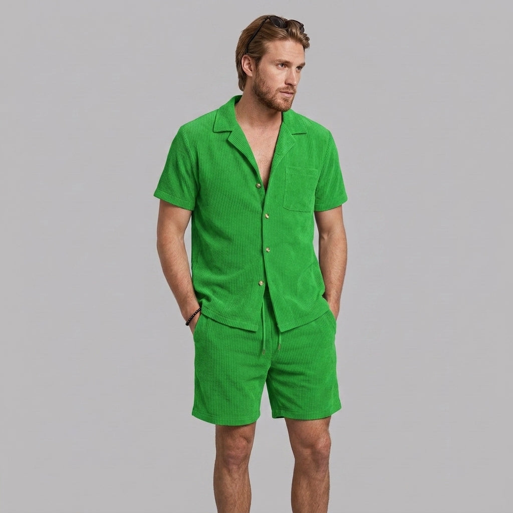 Bastien | Ensemble de vacances pour homme – Chemise à manches courtes respirante et short